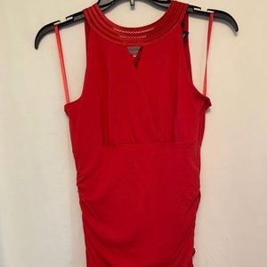 White House Black Market Red High Neck Top